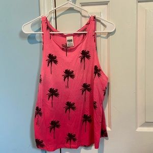 Ombré pink palm tree tank